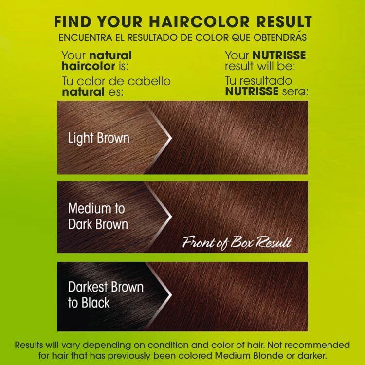 Nutrisse 434 deep chestnut brown before after swatch